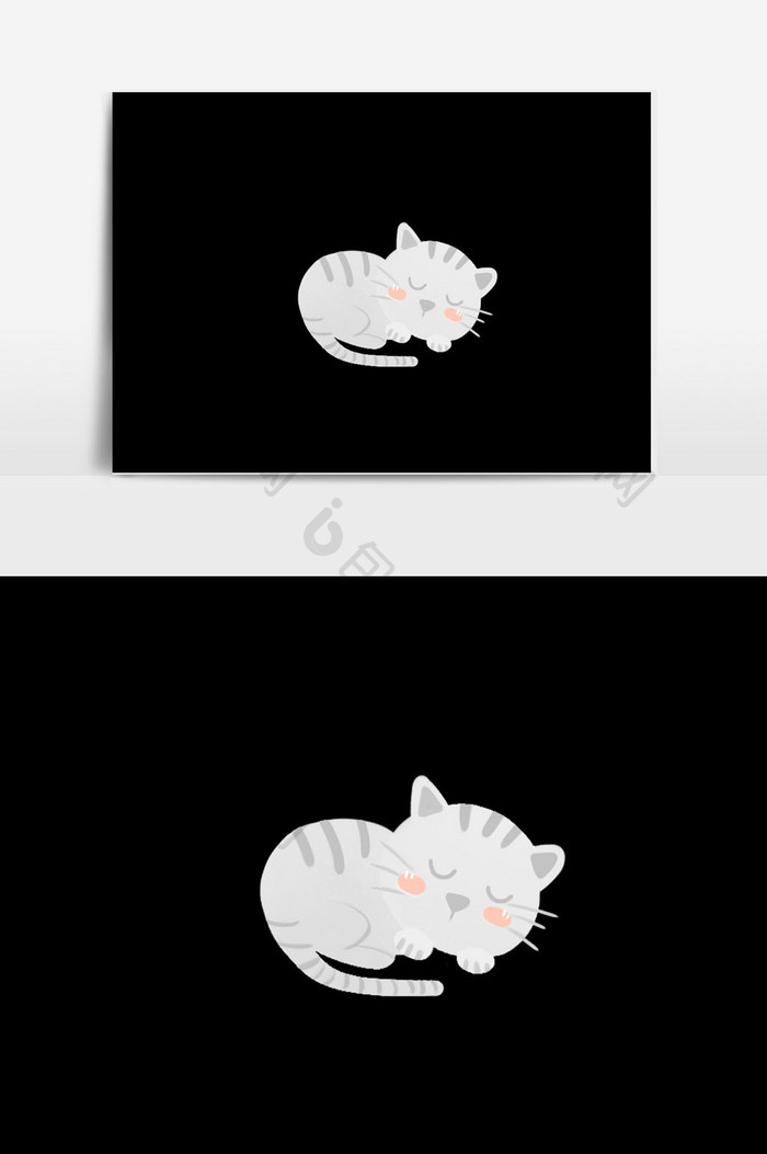 卡通白色猫咪素材插画