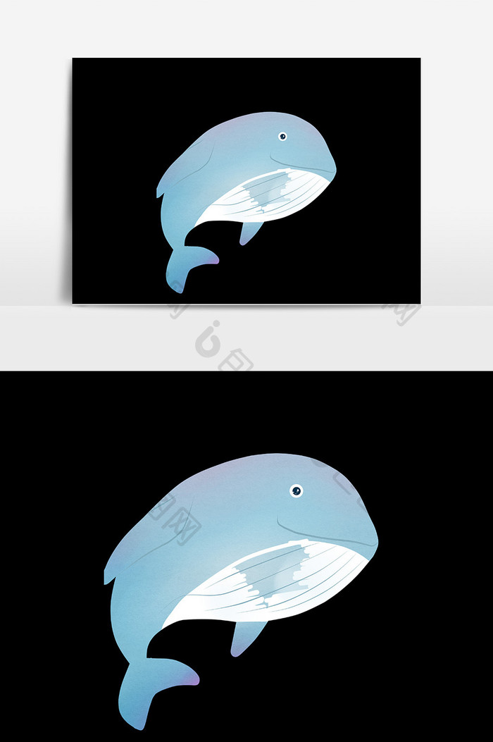 手绘鲸鱼插画元素设计