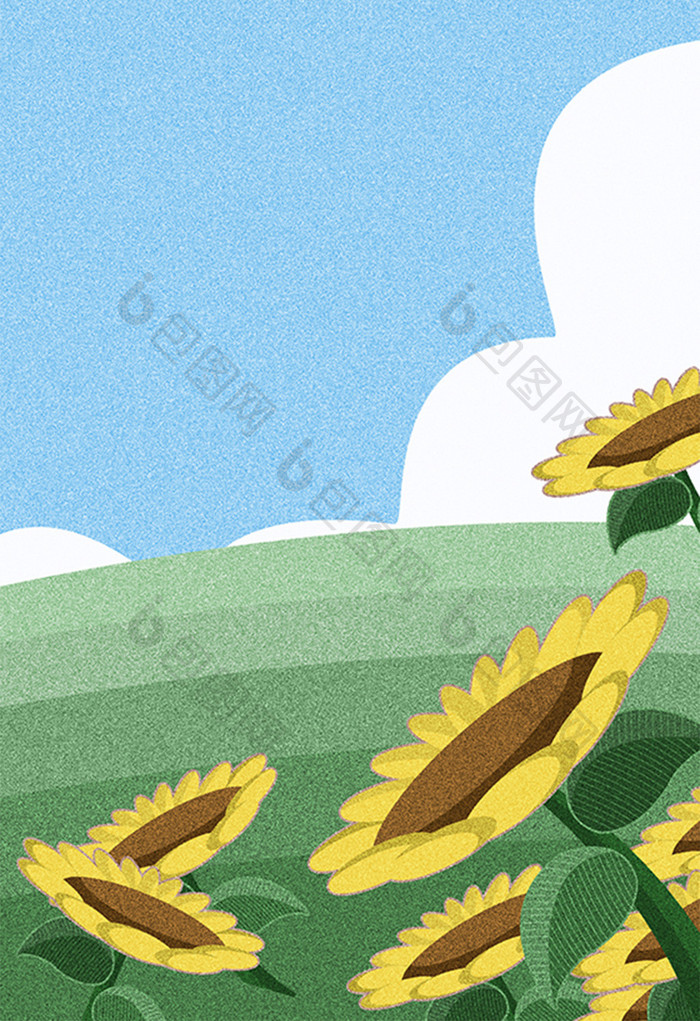手绘黄色向日葵插画
