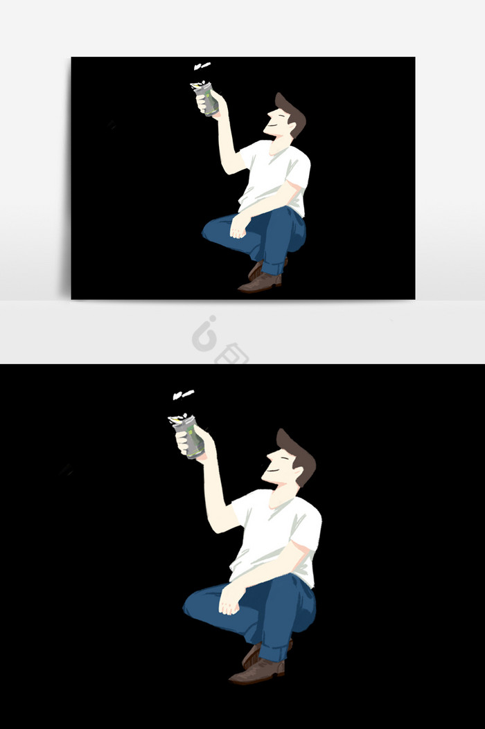 喝酒的男士插画图片