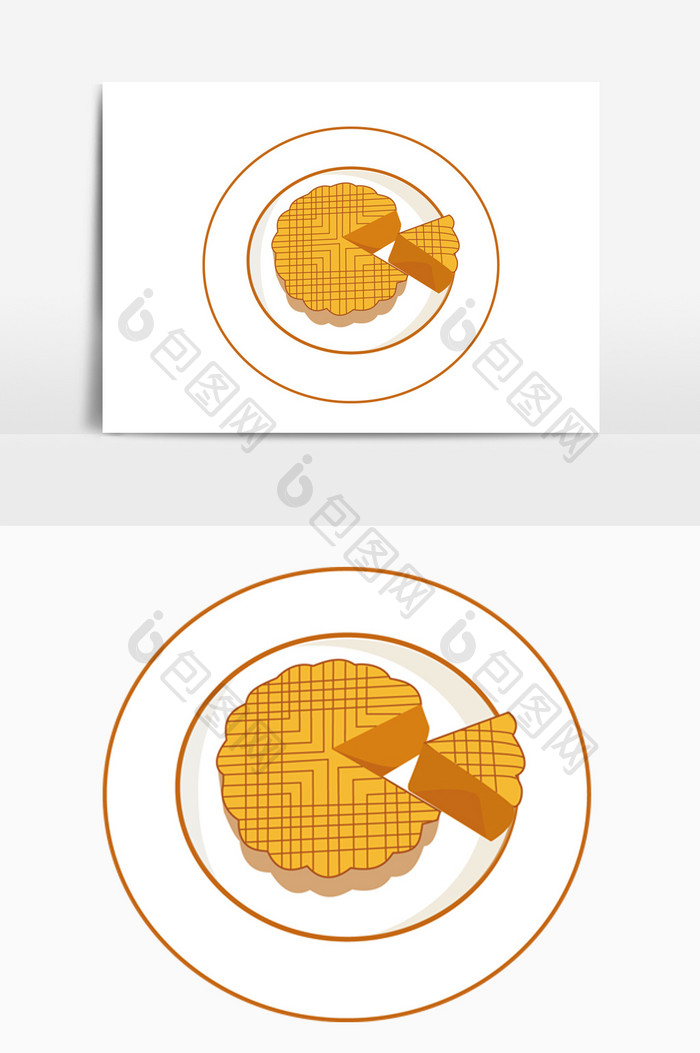 黄色的写实风格的中秋月饼元素