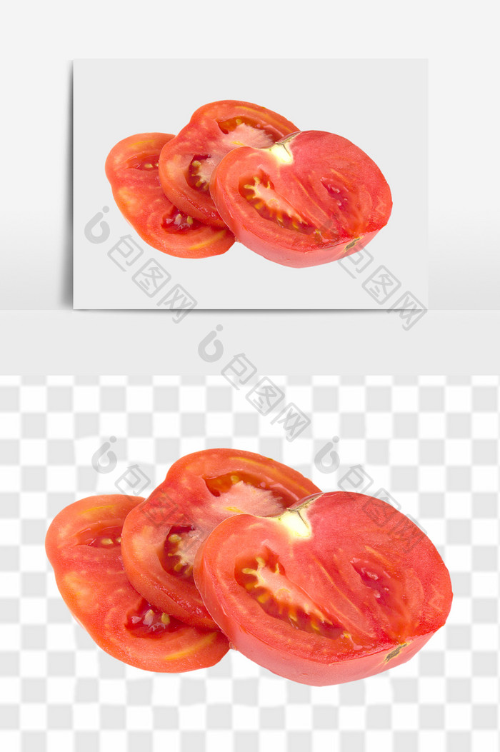 切开鲜美西红柿元素