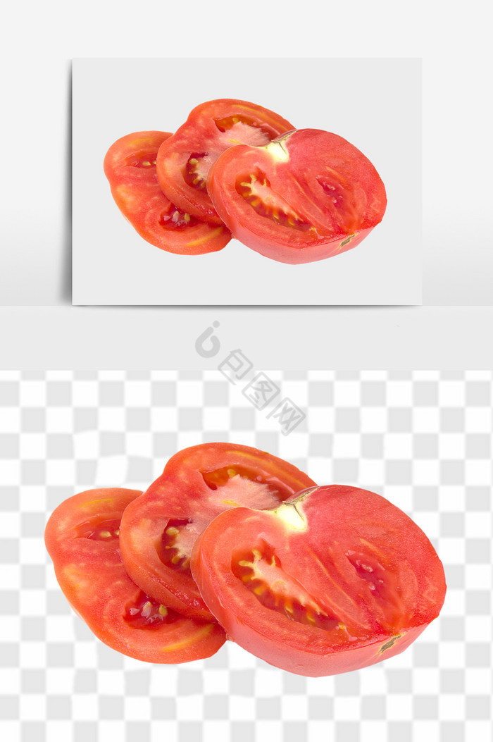 切开鲜美西红柿图片