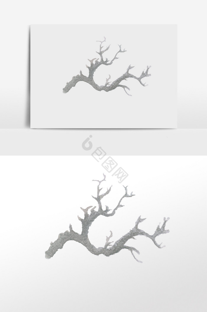 冬天的树枝插画图片