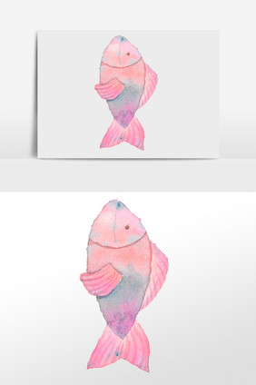 水彩卡通鱼插画元素