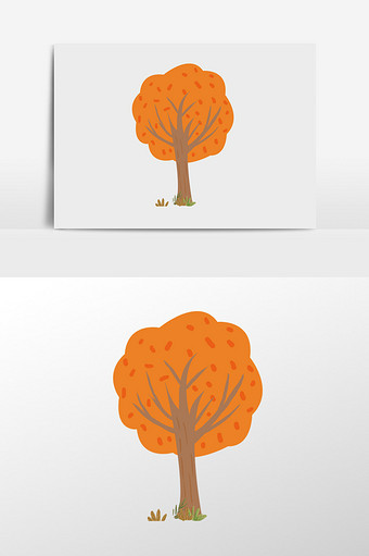 橘色的树插画元素图片