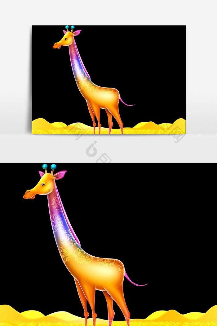 黄色动物小鹿设计元素
