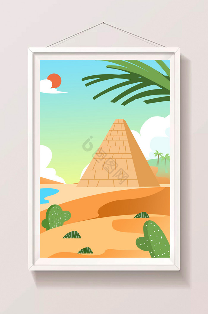 沙漠金字塔插画图片