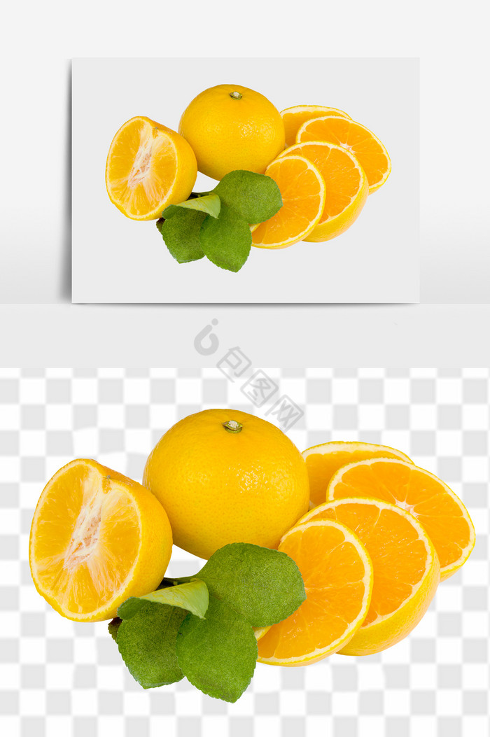 切开的橙子组合图片