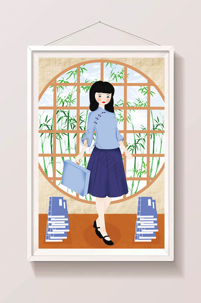 民国女学生插画