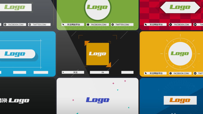 9款扁平图形动画设计LOGO片头AE模板