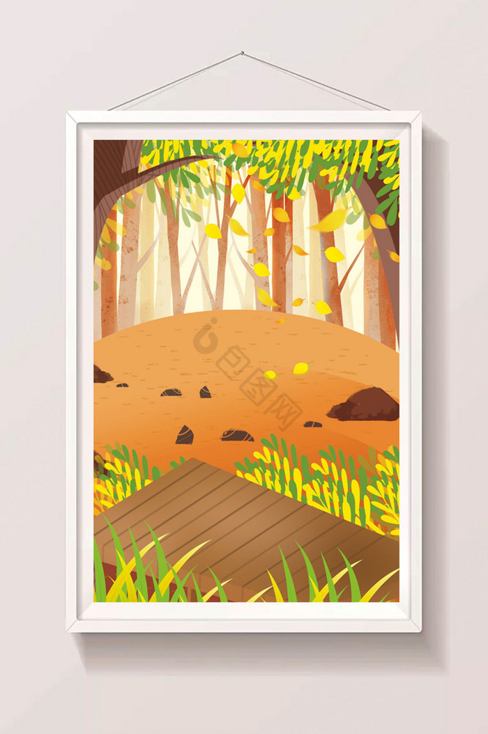 秋季树林的插画图片