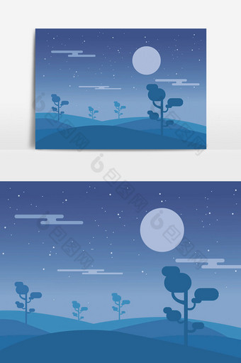 大自然星空树木设计元素图片