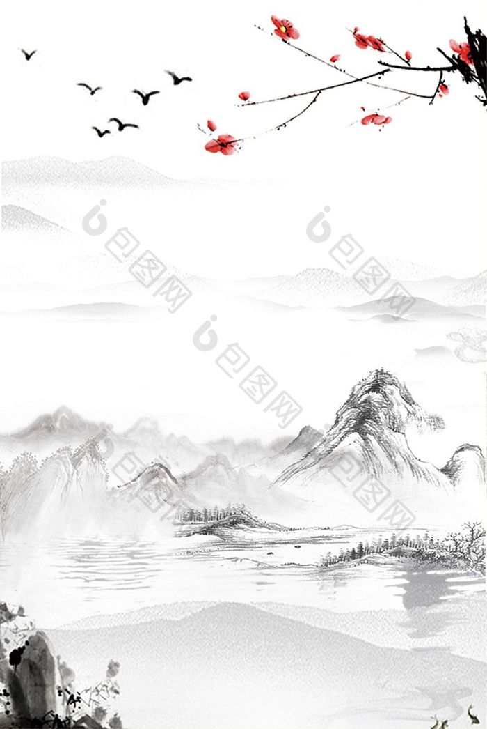 新中山水墨风景意境装饰画