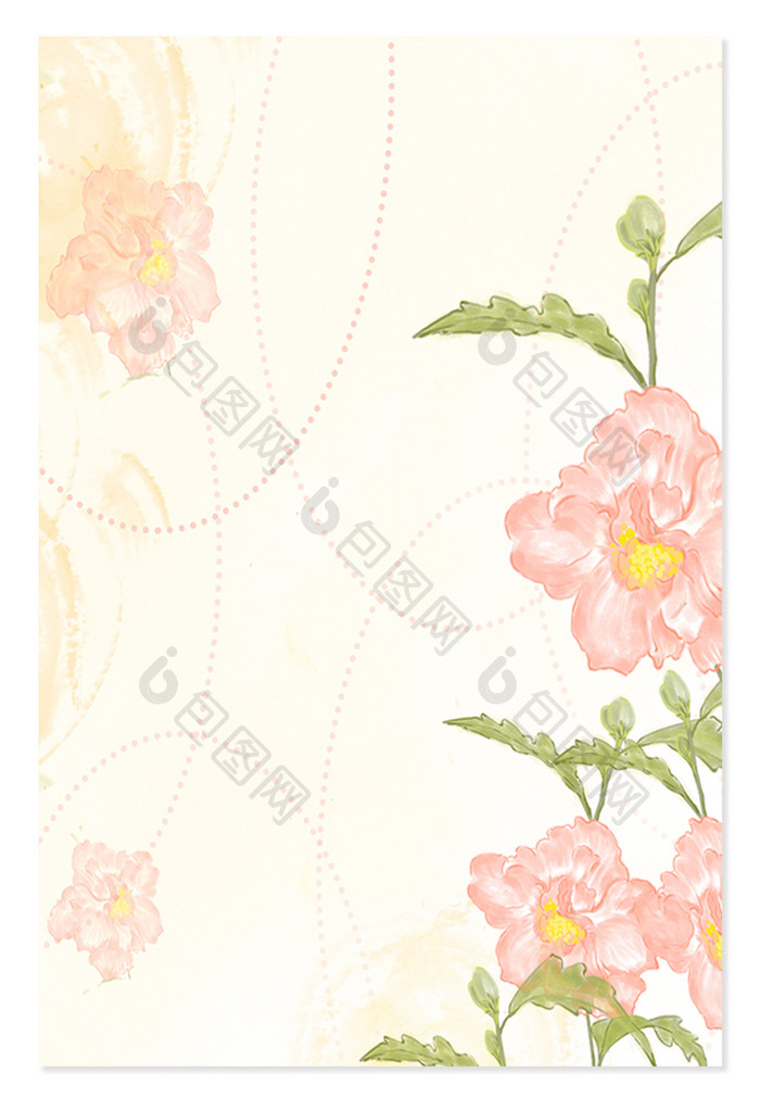 水彩粉红色花朵木槿花背景