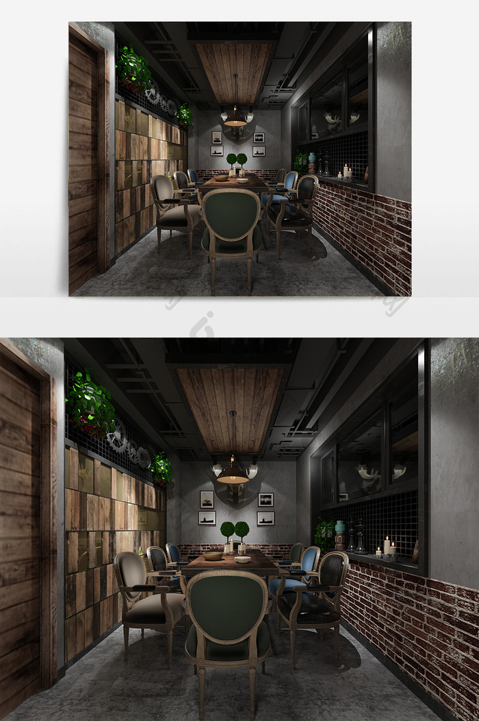 工业风格酷炫餐厅设计max模型效果图