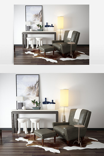 沙发椅组合max模型图片