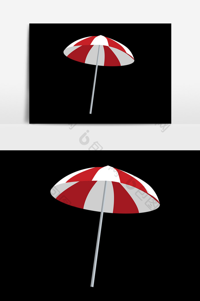 红白拼色遮阳伞素材
