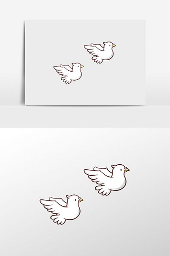 手绘白色鸽子插画元素图片