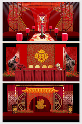 新中式婚礼舞台场景策划模型