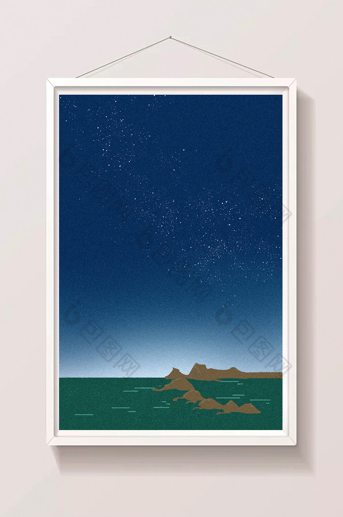 深海上星空插画图片图片