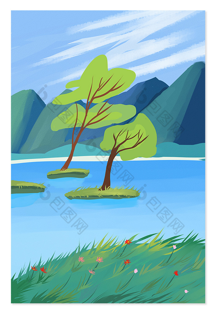 夏天绿色树木设计背景图