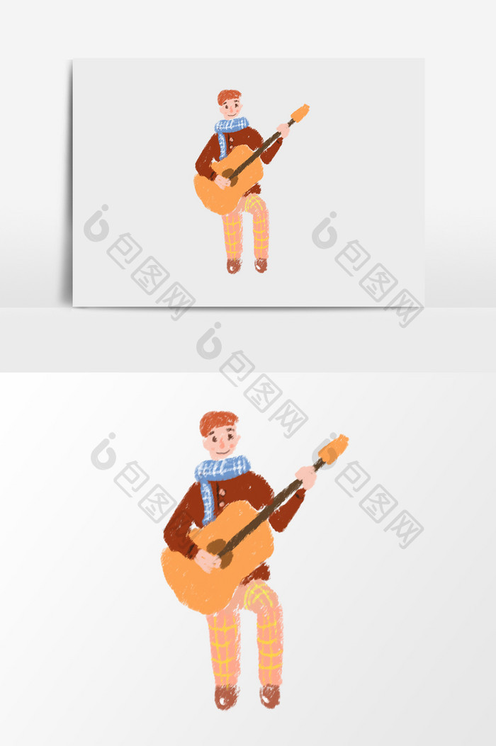 弹吉他男孩手绘素材