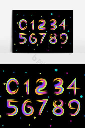 创意彩色喷刷效果数字0-9文字设计图片