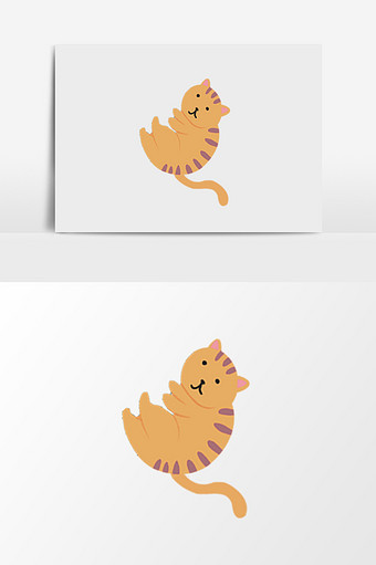 黄色免扣卡通小猫素材图片