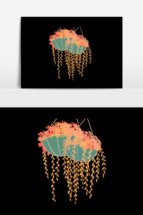 手绘卡通花盆吊篮