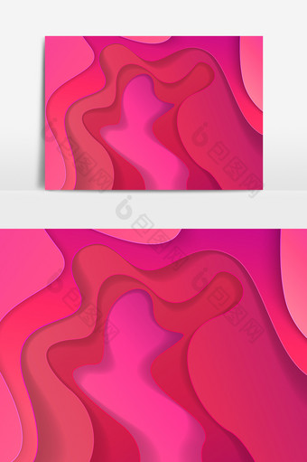 剪纸风创意抽象几何背景元素桃红色图片