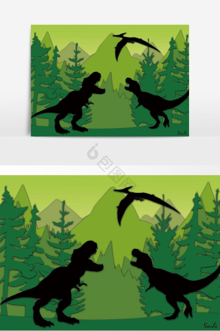 森林恐龙大树图片