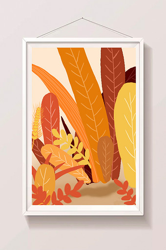 秋季草丛的插画背景图片