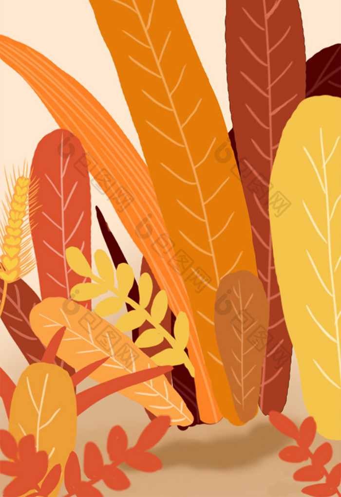 秋季草丛的插画背景