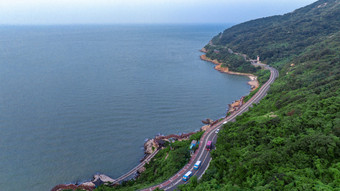 海边海岛公路蓝色航拍