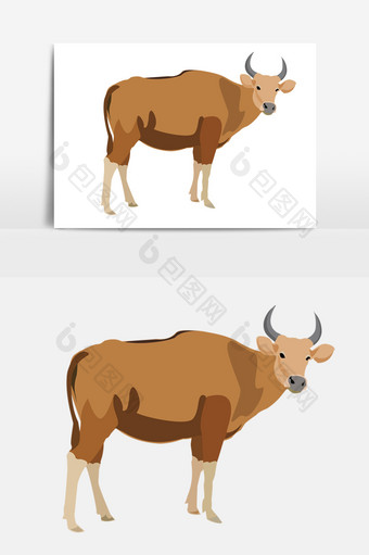 棕色的卡通风格的牛元素图片