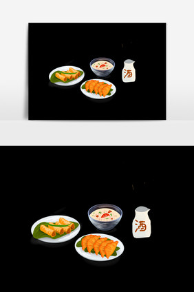 餐桌食物插画元素