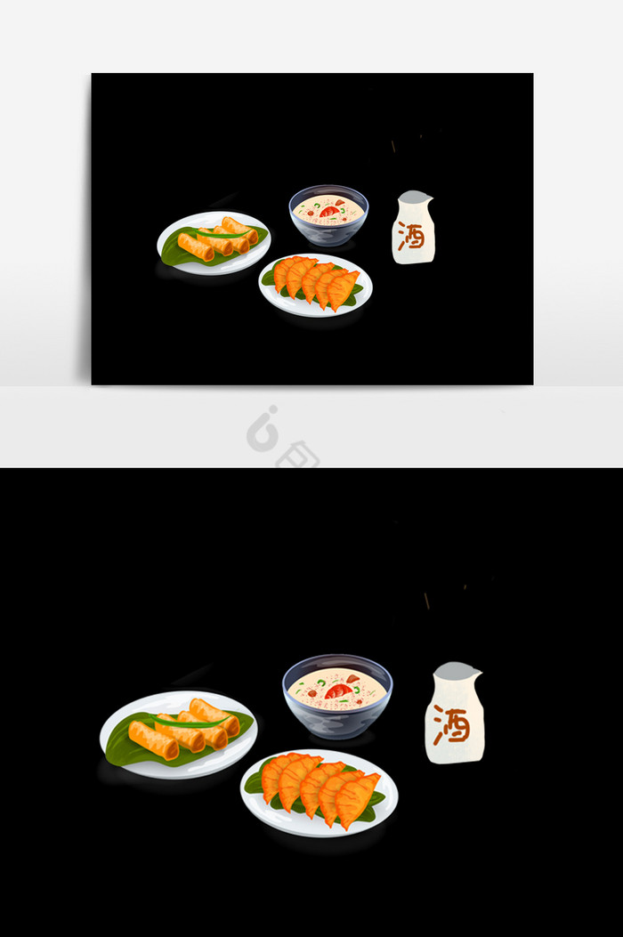餐桌食物插画图片