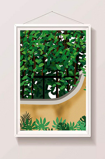 绿色叶子背景素材插画图片