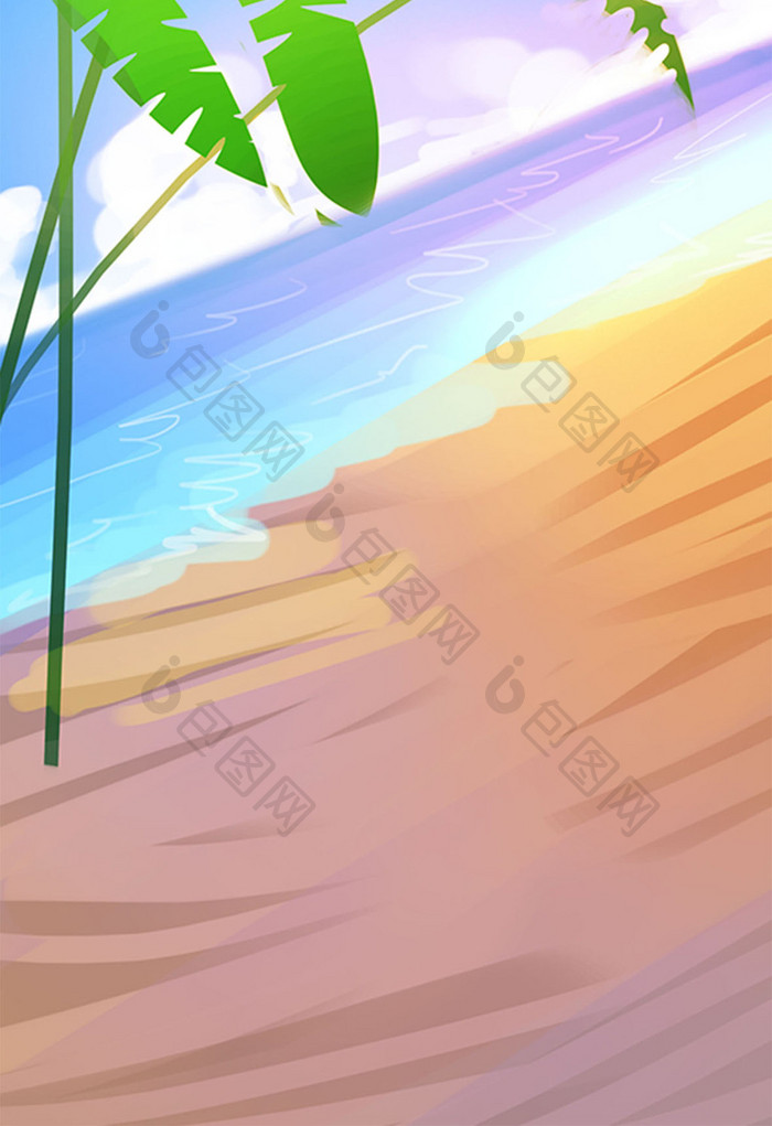 海滩风景背景插画