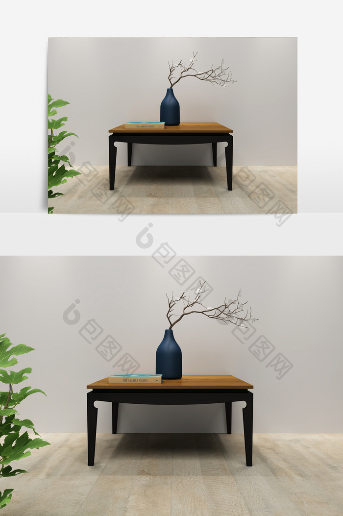 现代客厅茶几边桌模型