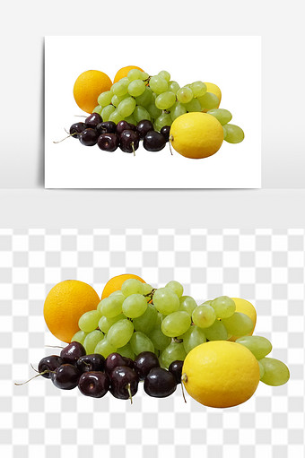 新鲜提子橙子柠檬高清免抠透底水果元素图片