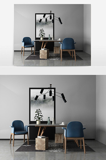 3dmax北欧的简约餐桌椅组合图片
