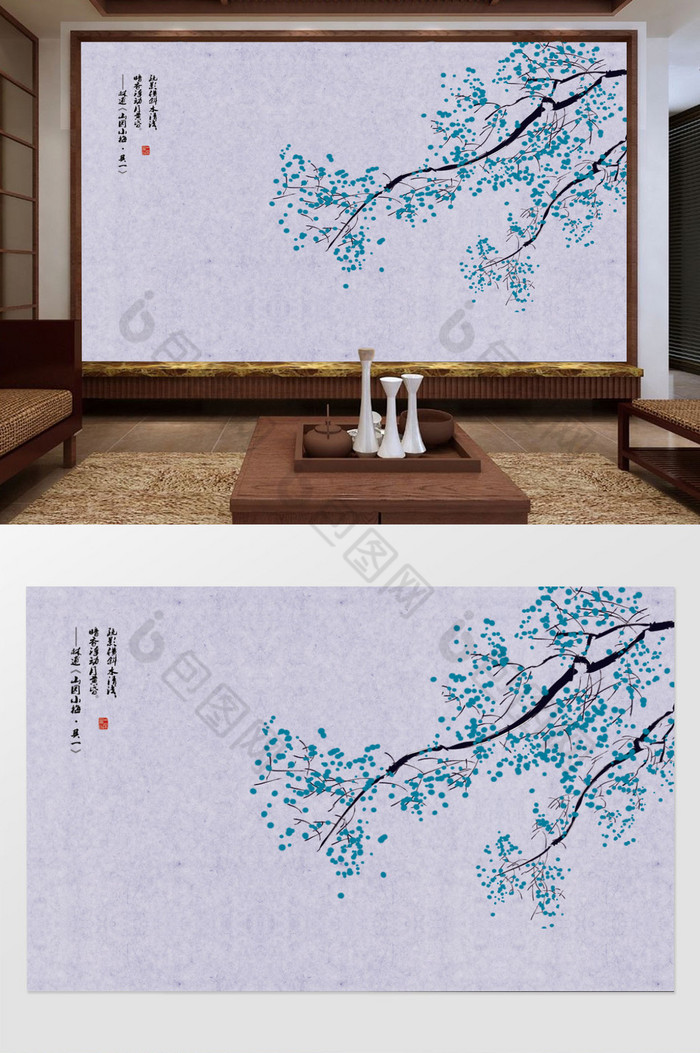 壁画软包中国风工装图片