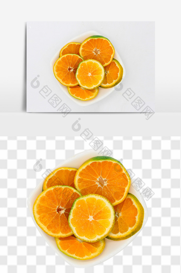 黄色的盘装橘子素材