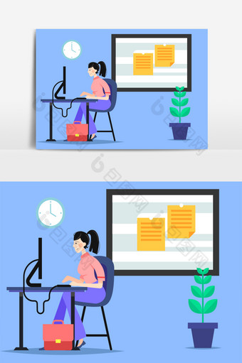 卡通商务上班族职场工作办公矢量元素图片