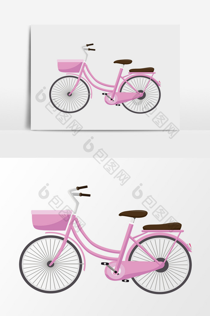 矢量卡通粉色自行车
