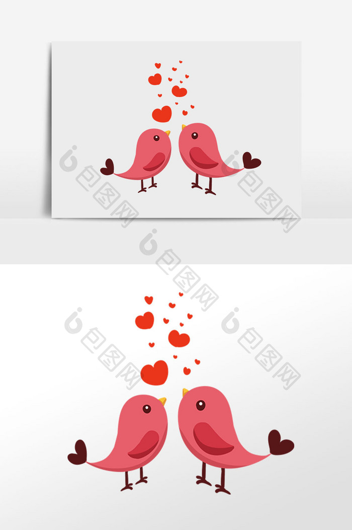 小鸟爱情插画元素
