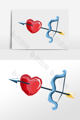 丘比特箭爱情插画元素图片