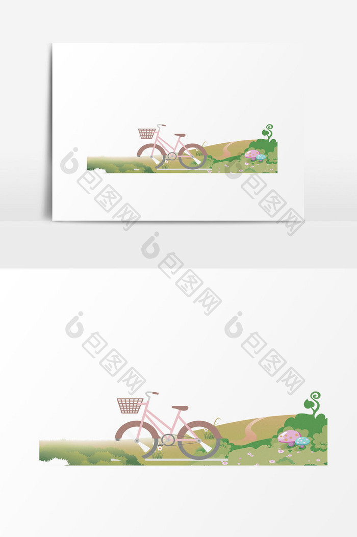 自行车卡通素材插画